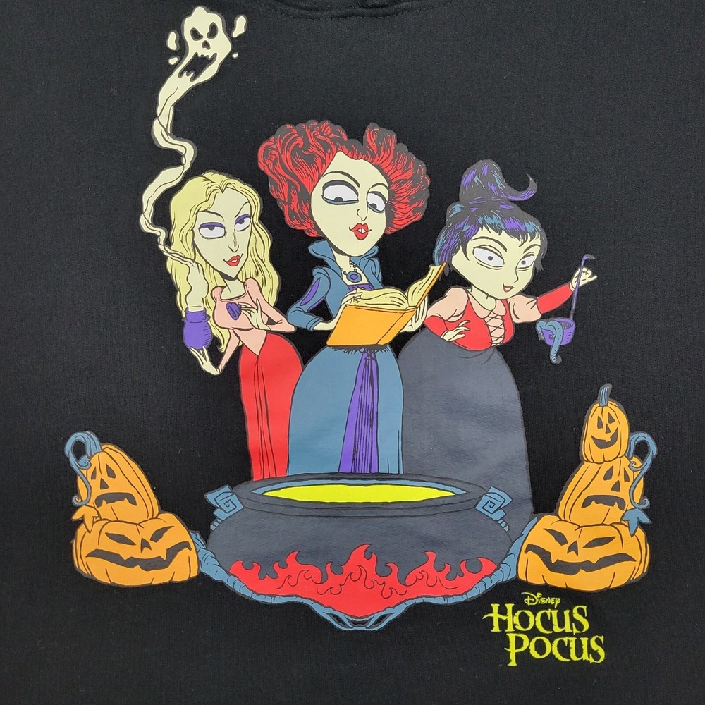 Disney Hocus Pocus Pullover Hoodie Sanderson Sisters Womens Small Black Graphic